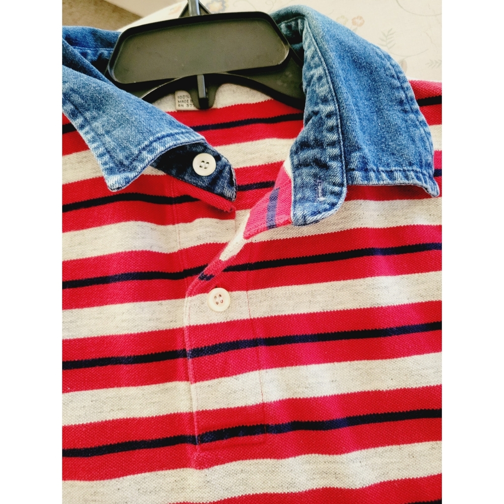 90s Vintage Cotton Mill Denim Collared Polo Shirt - Picture 5 of 8